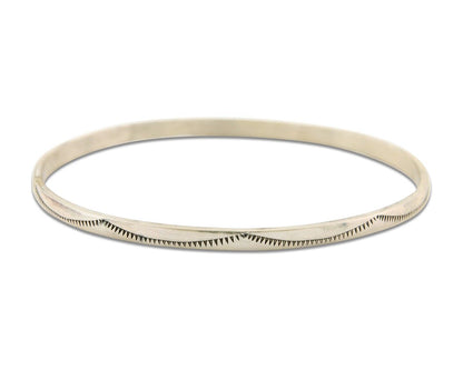 Navajo Bangle Bracelet 925 Silver Hand Stamped Twist Native American Artist C80s