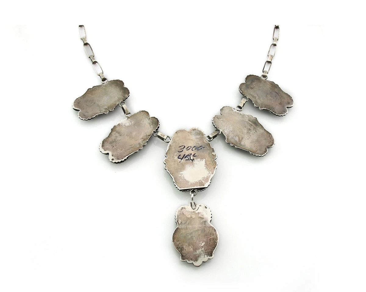 Navajo Necklace Sterling Silver Turquoise Vintage Signed Henrietta Yesele