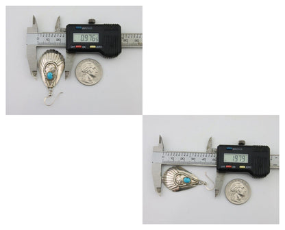 Navajo Earrings 925 Silver Turquoise Artist Signed Dean Brown C.80's