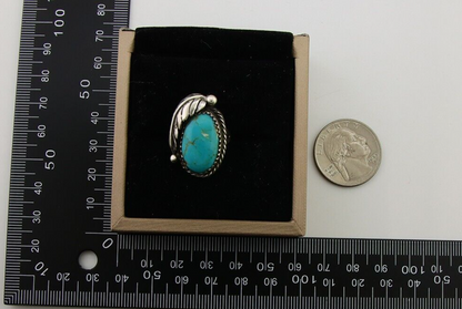 Navajo Ring 925 Sterling Silver Blue Turquoise Native American Artist C.80's