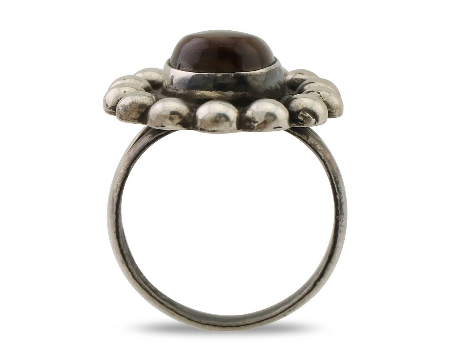 Navajo Handmade Ring 925 Silver Natural Fire Opal Native Artist Size 6.25 C.80's