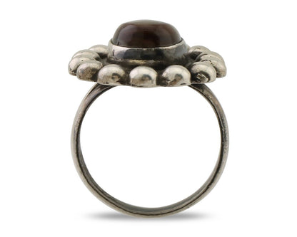 Navajo Handmade Ring 925 Silver Natural Fire Opal Native Artist Size 6.25 C.80's