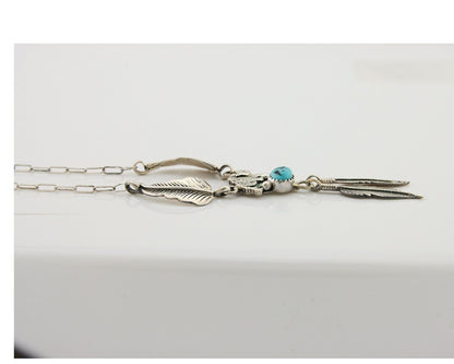 Navajo Bear Feather Leaf Necklace 925 Silver Native American Artist C.80's