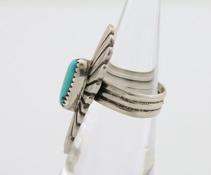 Navajo Ring 925 Silver Natural Turquoise Native American Artist Size 5.25