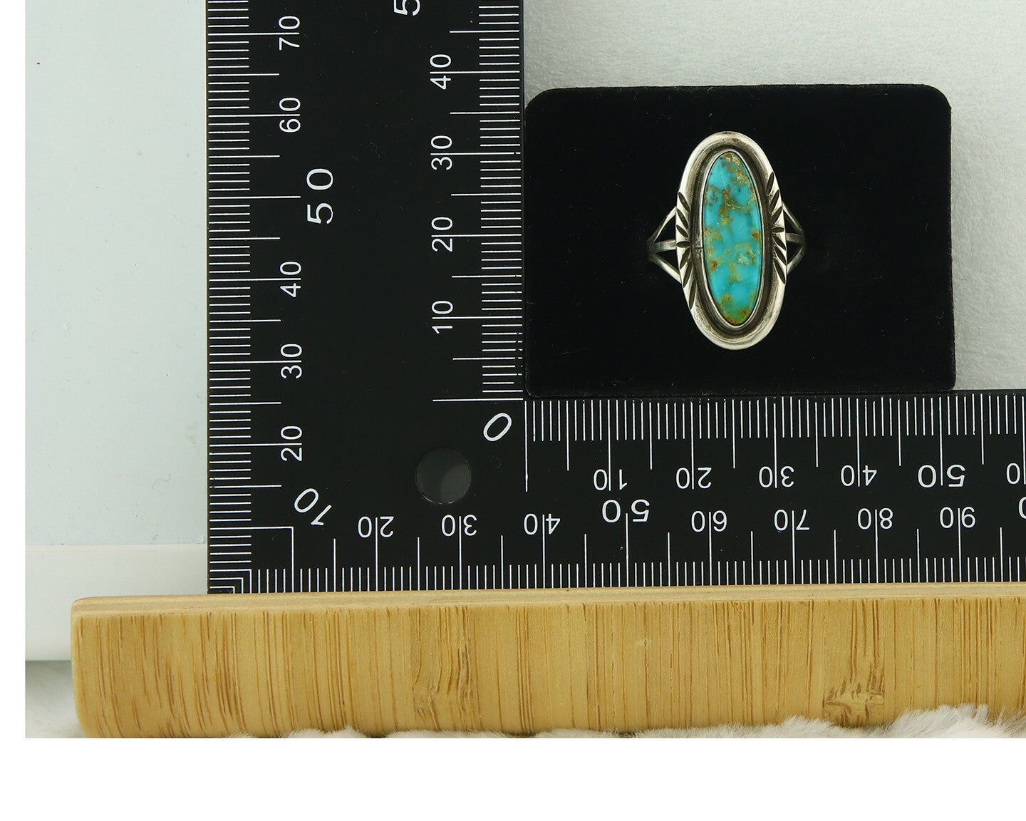 Vintage Navajo Ring 925 Sterling Silver Turquoise Handmade Signed C Size 7.25
