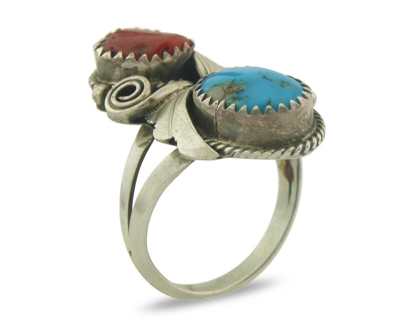 Vintage Navajo Ring 925 Sterling Natural Gemstones Signed Justin Morris Sz 6.75