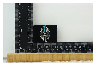 Vintage Zuni Ring 925 Sterling Authentic Natural Turquoise Native Artist Sz 7.25