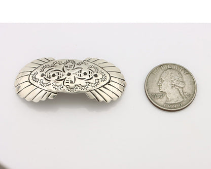 Women's Navajo Hair Clip Hand Stamped 925 Silver Artist Signed C Montoya C.80's