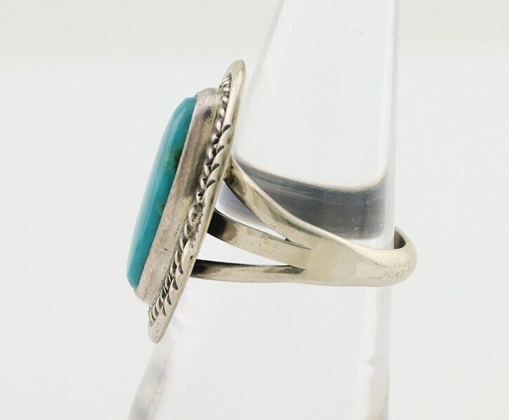 Navajo Ring 925 Silver Natural Blue Turquoise Artist Signed M BEGAY C.80's
