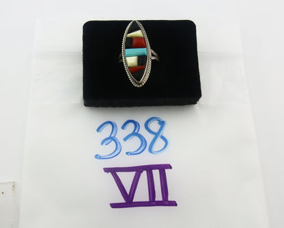 Vintage Zuni Ring Sterling Silver Authentic Gemstone Handmade Size 6.25