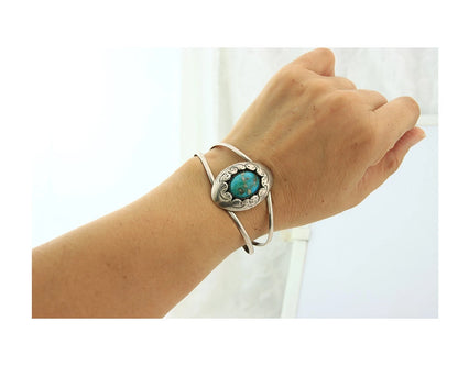 Navajo Cuff Bracelet 925 Sterling Silver Turquoise Vintage Handmade