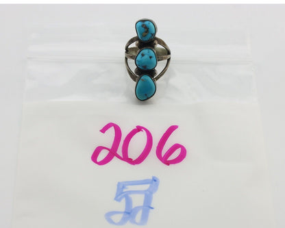Navajo Ring 925 Silver Natural Blue Turquoise Native American Artist C.80's