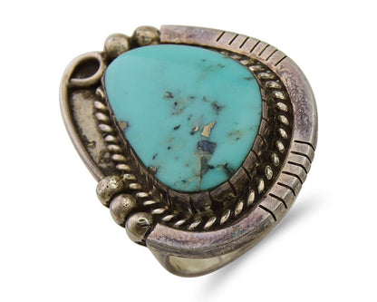 Navajo Ring 925 Sterling Silver Turquoise Signed MN C.80's