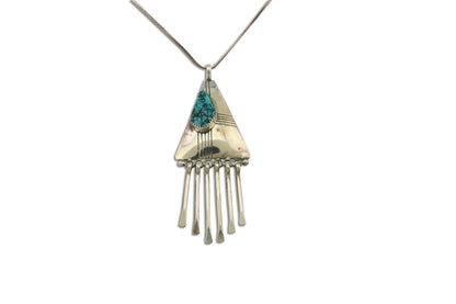 Navajo Necklace 925 Silver Natural Turquoise Artist Signed MT C.80's