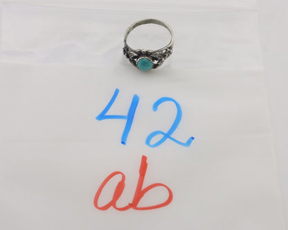 Navajo Ring 925 Silver Natural Blue Turquoise Native American Artist C.80's