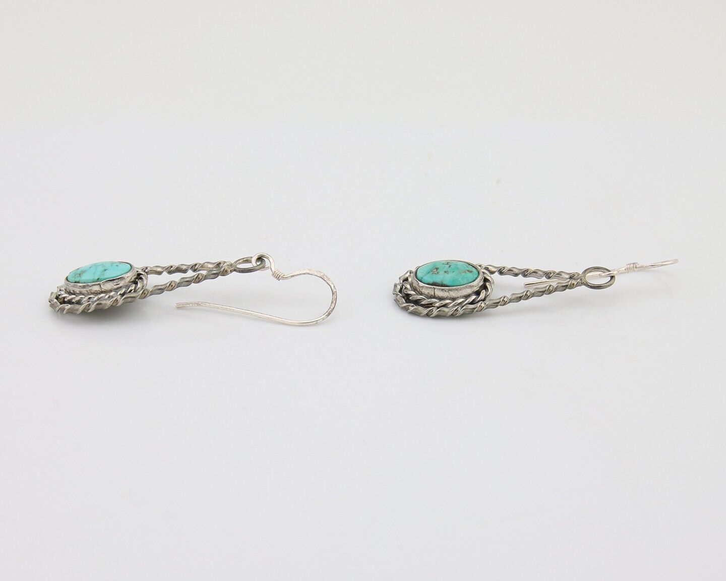 Navajo Dangle Earrings 925 Silver Natural Blue Turquoise Native Artist C.80's