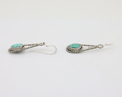 Navajo Dangle Earrings 925 Silver Natural Blue Turquoise Native Artist C.80's