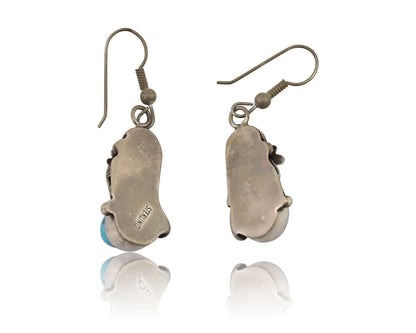 Navajo Handmade Earrings 925 Silver Natural Turquoise Native Artist C.80's