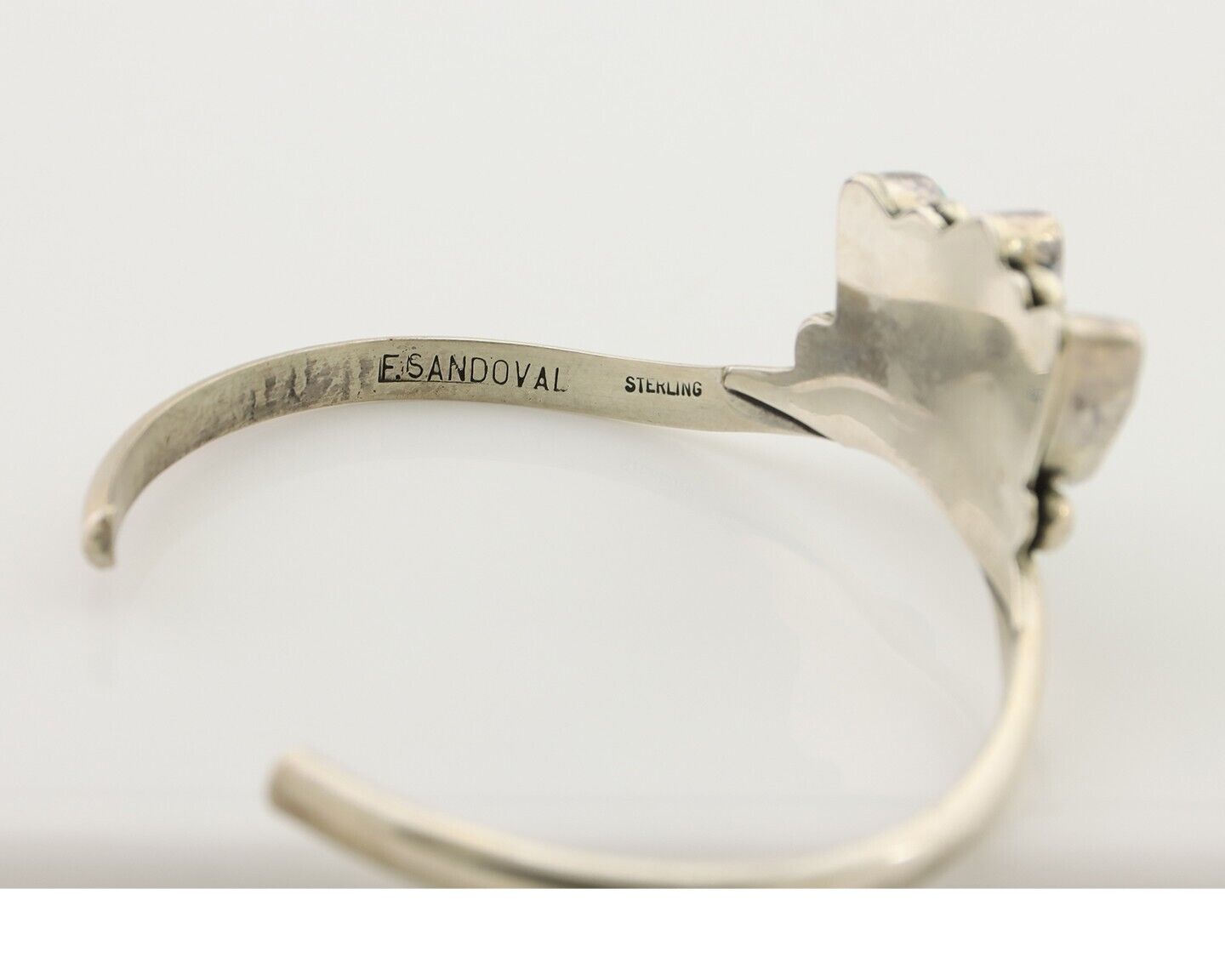 Navajo Bracelet 925 Silver Morenci Turquoise Artist Signed Frank Sandoval C.80's