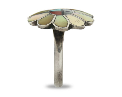 Vintage Zuni Ring 925 Sterling Silver Natural Gemstone Size 9.0