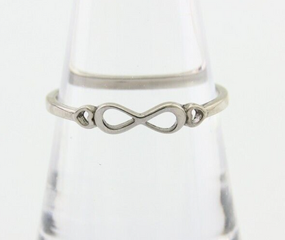 Infinity Heart Promise Ring 925 Solid Silver Size 8.0