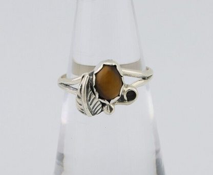 Navajo Handmade Ring 925 Silver Tiger Eye Sapphire Native Artist Size 5.5 C.80s