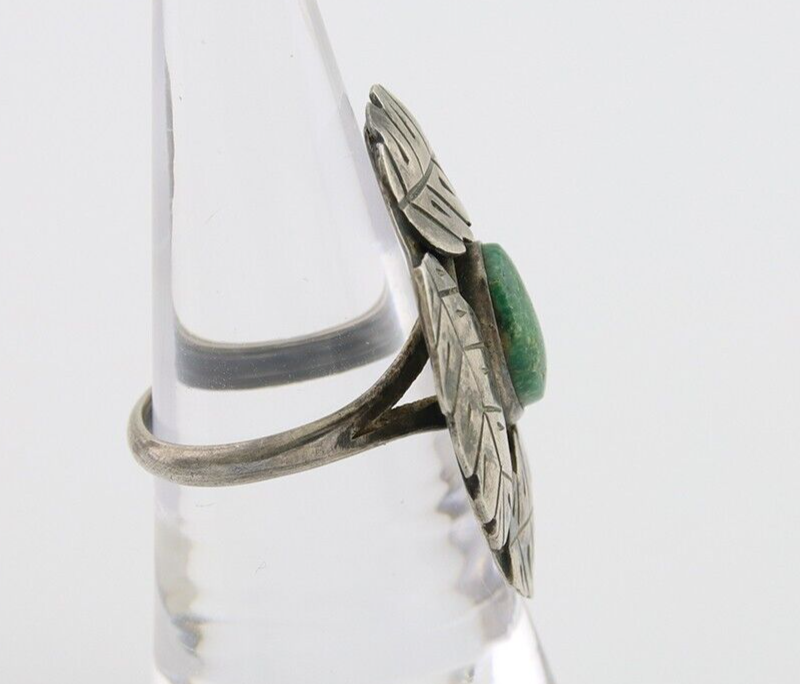 Vintage Navajo Handmade Ring 925 Silver Turquoise Native Artist Size 7.75