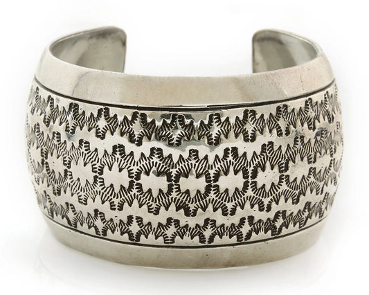 Navajo Cuff Bracelet Sterling Silver Vintage Hand Stamped