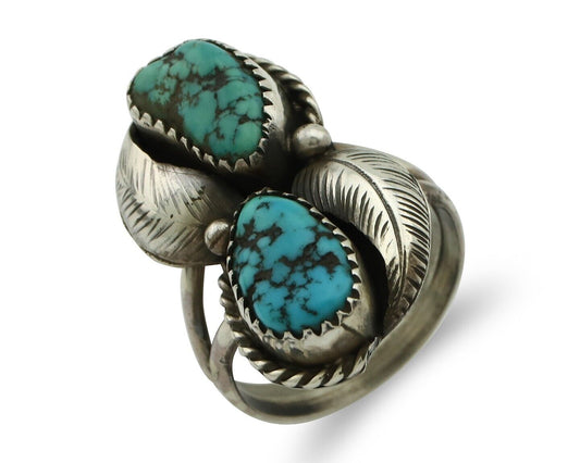 Navajo Ring 925 Silver Blue Sleeping Beauty Turquoise Native Artist C.80's