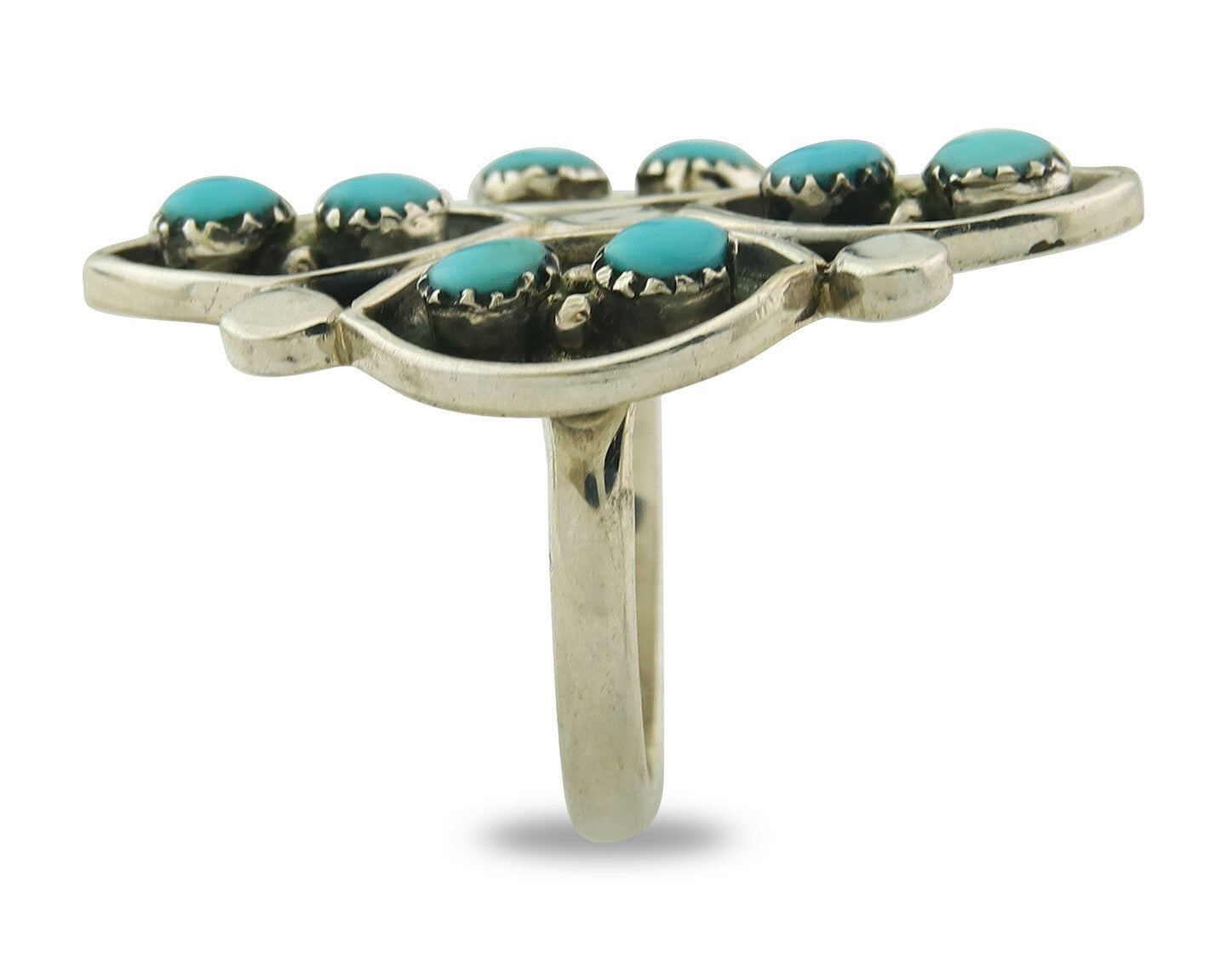 Vintage Zuni Ring 925 Sterling Authentic Natural Turquoise Native Artist Sz 5.75