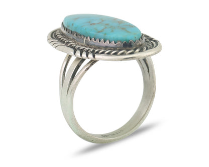 Navajo Ring 925 Silver Natural Blue Turquoise Native American Artist C.80's