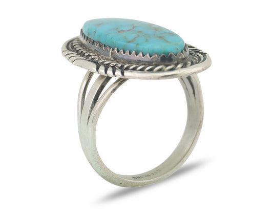Navajo Ring 925 Silver Natural Blue Turquoise Native American Artist C.80's