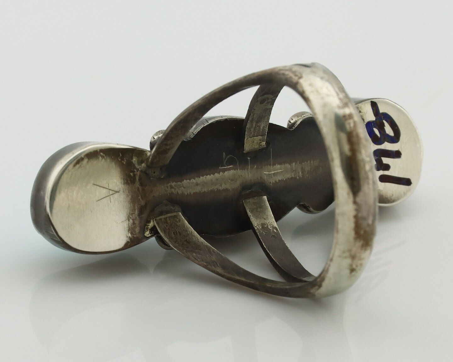 Navajo Ring 925 Silver Natural Blue Turquoise Native American Artist C.80's