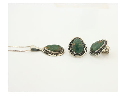 Navajo Necklace Earrings Set Sterling Silver Turquoise Vintage Authentic Sign AB