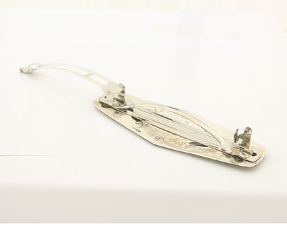 Vintage Navajo Barrette 925 Sterling Silver Hand Stamped Signed Jim Bitsui