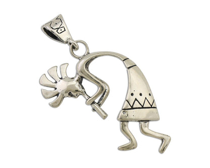 Navajo Kokopelli Pendant 925 Sterling Silver Artist Signed Masha C.80's