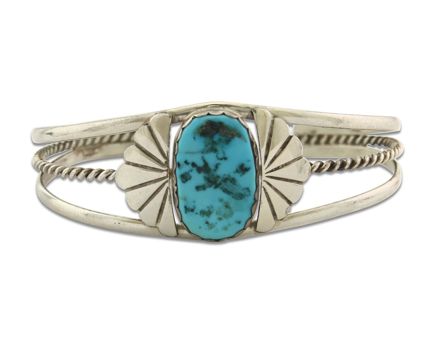 Vintage Navajo Bracelet 925 Silver Turquoise Handmade Signed L T Chee