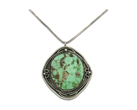 Navajo Sterling Silver Necklace Authentic Turquoise Vintage Signed JR L Sam