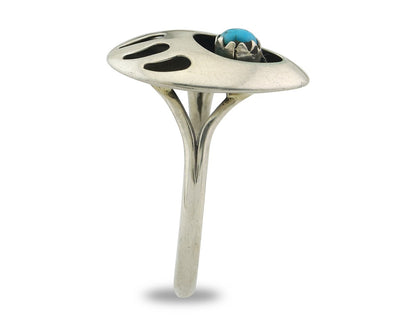 Navajo Paw Ring Sterling Silver Authentic Turquoise Handmade Size 7.75