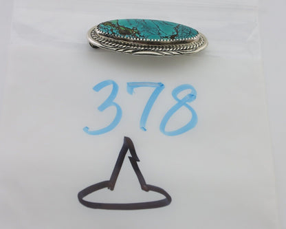 Navajo Pin Pendant 925 Silver Natural Spiderweb Turquoise Signed D C.80's