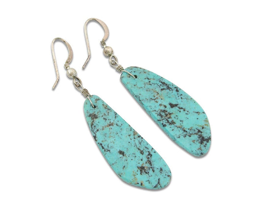 Santo Domingo Earrings 925 Silver Natural Turquoise Native American Artist C80s