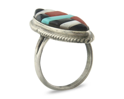 Vintage Zuni Ring Sterling Silver Authentic Gemstone Handmade Size 6.25