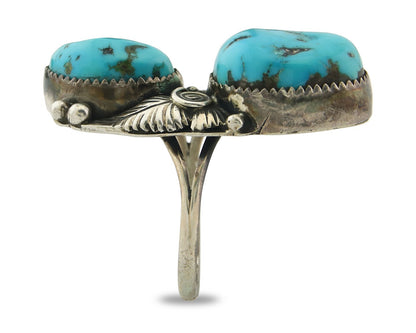 Vintage Navajo Ring 925 Sterling Silver Turquoise Signed Tom Willeto Size 8.75