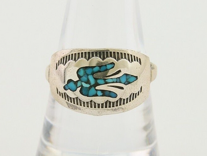 Men Navajo Thunderbird Ring 925 Silver Turquoise Native Artist C.80's