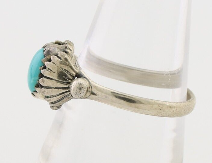 Navajo Ring 925 Silver Kingman Turquoise Native American Artist Made In 1985