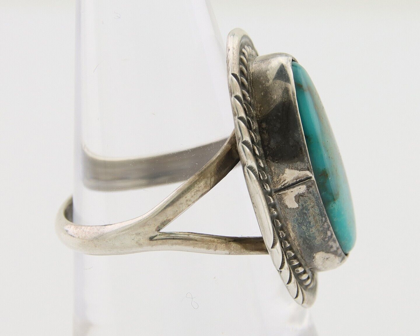 Navajo Ring 925 Silver Natural Turquoise Artist Signed Mike Begay C.80's