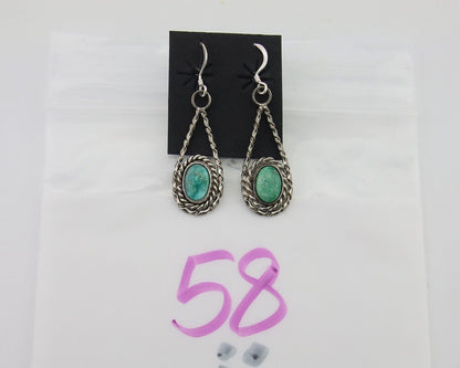 Navajo Dangle Earrings 925 Silver Natural Blue Turquoise Native Artist C.80's