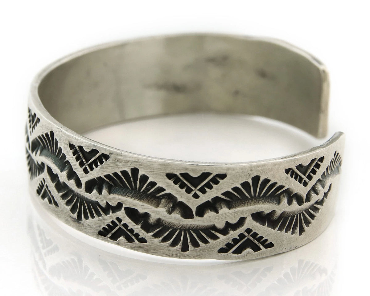 Navajo Cuff Bracelet 925 Sterling Silver Vintage Heavy Hand Stamped