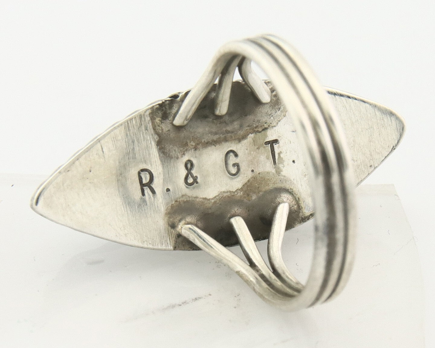 Vintage Zuni Ring 925 Sterling Silver Natural Gemstone Signed R & GT Size 6.25