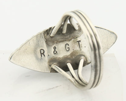 Vintage Zuni Ring 925 Sterling Silver Natural Gemstone Signed R & GT Size 6.25